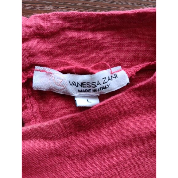 Vanessa Zani Linen Midi Shift Dress Large Red 100% Linen Sleeveless Italian EUC - Picture 3 of 6